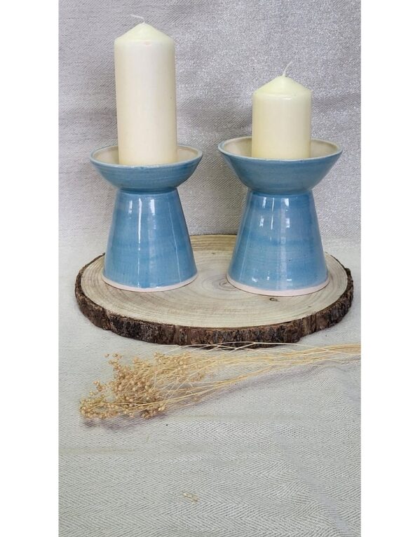 Blue Pottery Candle Pillar Stand