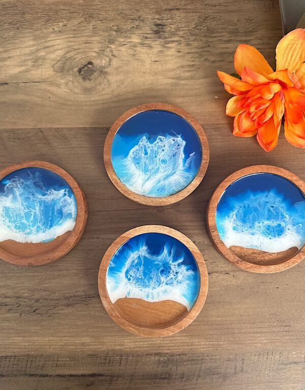 Blue Pottery Coaster Set