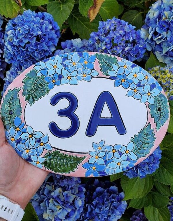 Blue Pottery Door Sign