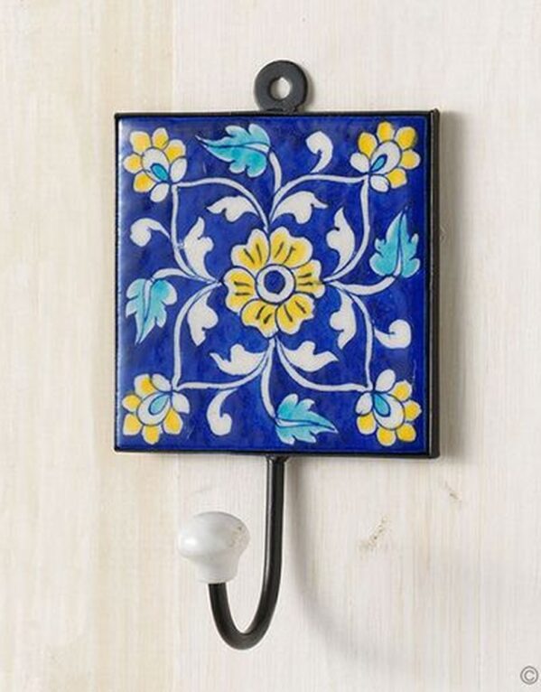 Blue Pottery Key Hook Holder