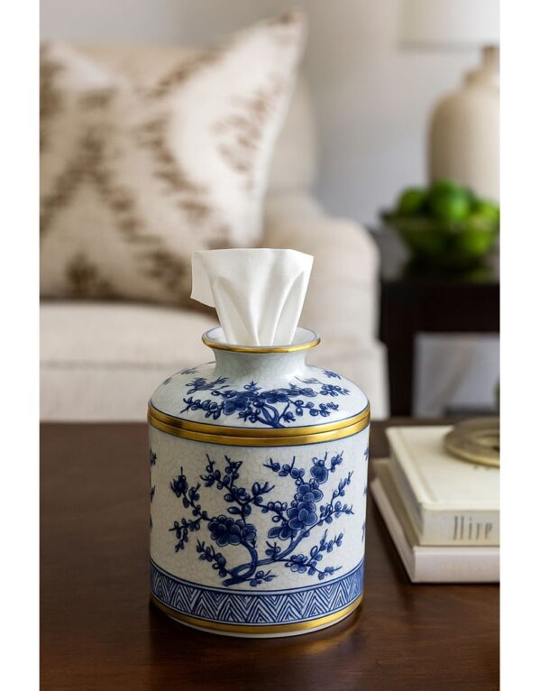 Blue Pottery Tissue Box