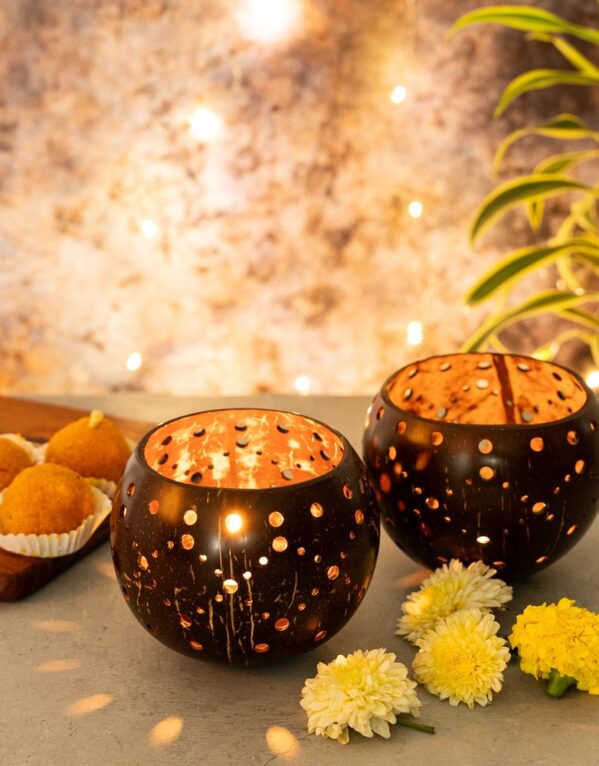Coconut Shell T-Light Holder