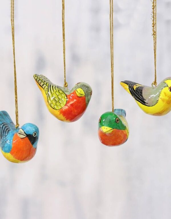 Paper Mache Bird Ornaments