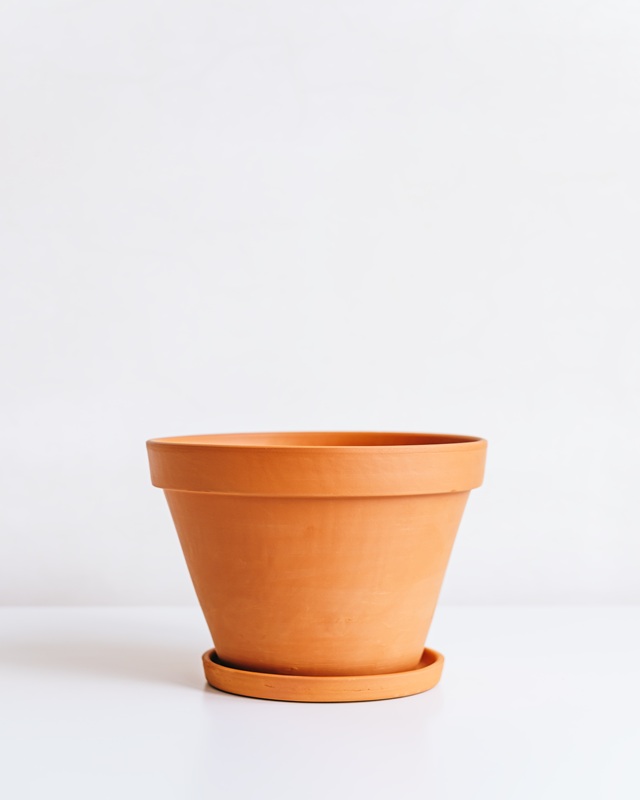 Clay pot for home plants isolated on white background.